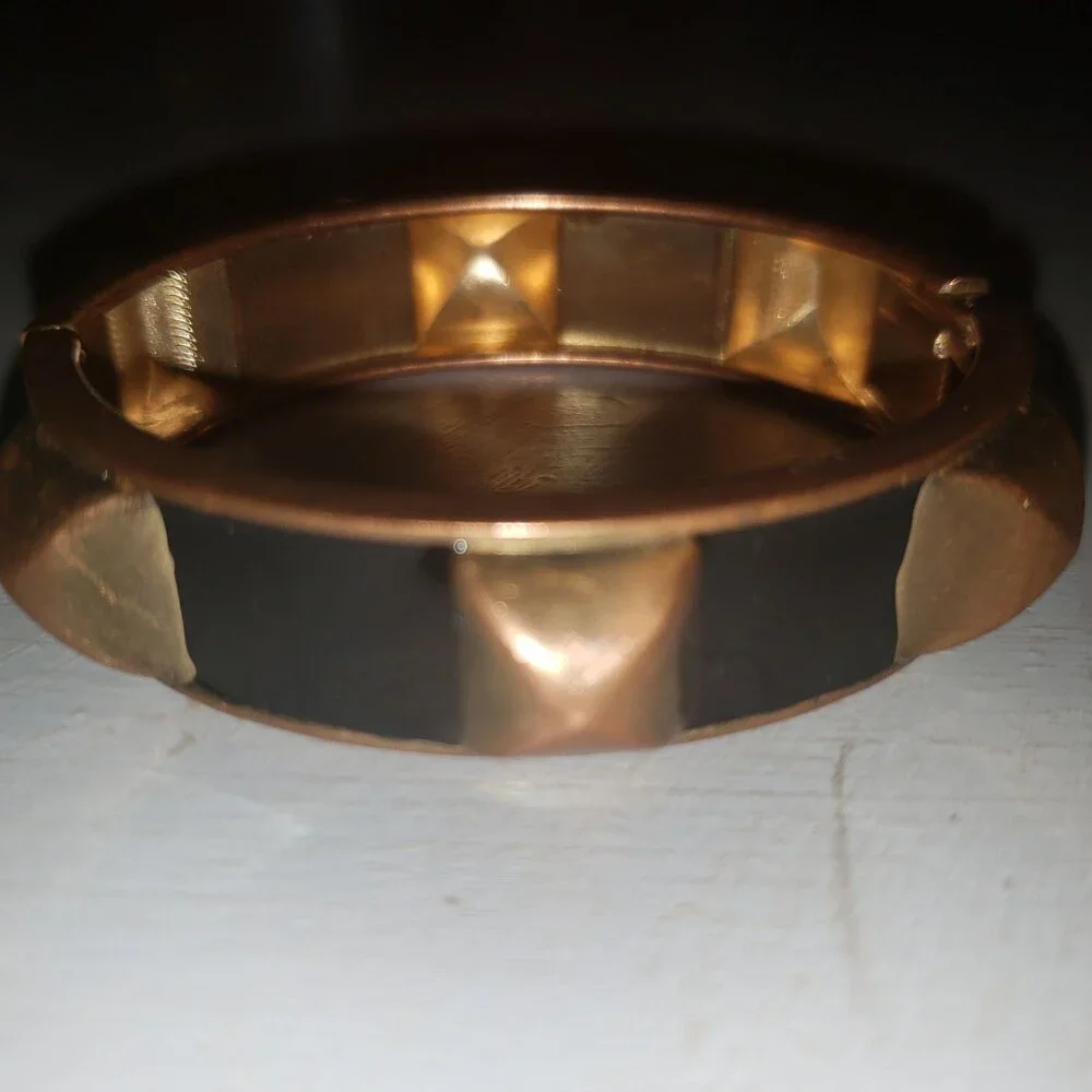 Dark Academia Copper & Black Color Bold Chunky Clamper Cuff Bracelet Retro